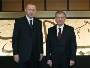 Erdoğan, Özbekistan Cumhurbaşkanı Mirziyoyev ile görüştü