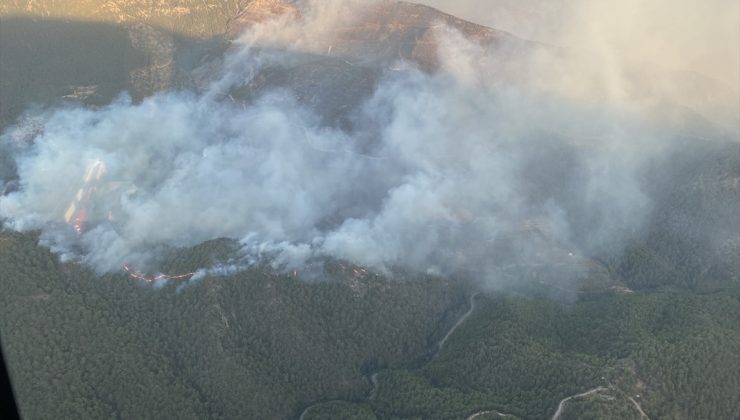 Mersin’de orman yangını; Pakdemirli bölgeyi havadan inceledi