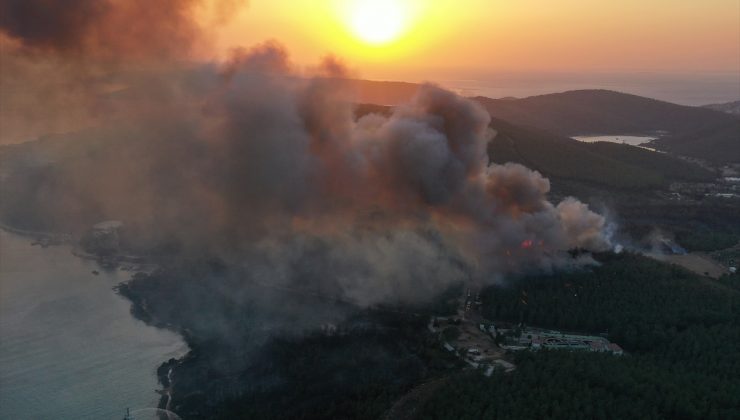 Milas yangınının havadan görüntüsü