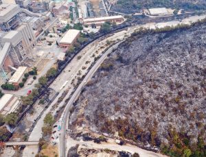 Termik Santral bölgesi yangından sonra görüntülendi