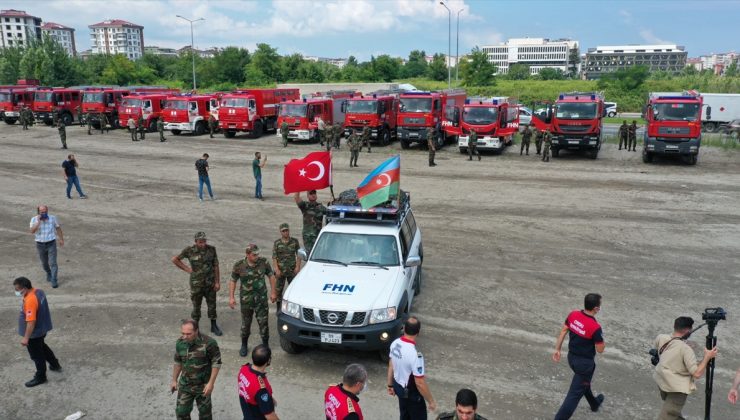 Azerbaycan`dan gelen 53 araçlık destek konvoyu Ordu`ya ulaştı