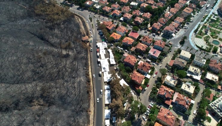 Marmaris`te yanan alanlar havadan görüntülendi: Yangının büyüklüğü gözler önüne serildi