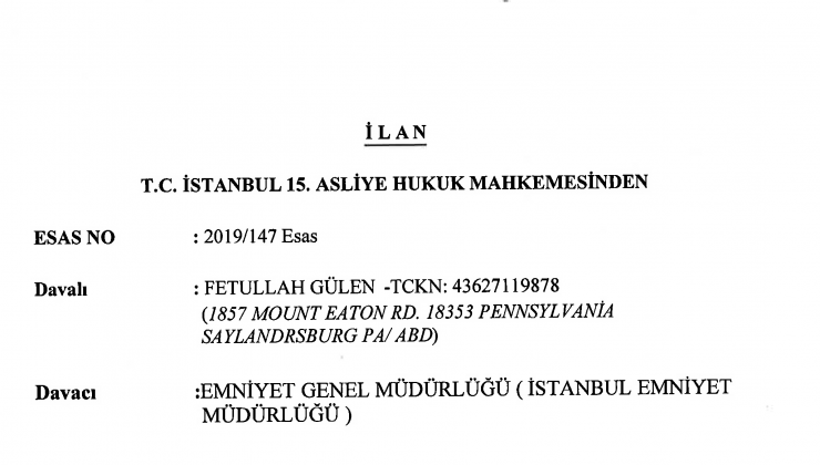 T.C İstanbul 15. Asliye Hukuk Mahkemesinden İLANEN TEBLİGAT