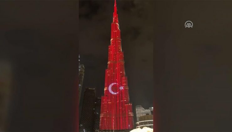 Cumhurbaşkanı Erdoğan’ın BAE ziyareti öncesi, Burj Khalifa’ya Türk bayrağı yansıtıldı