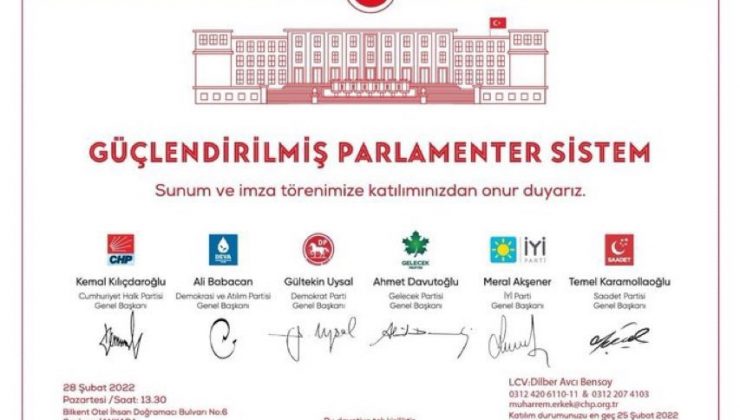 Güçlendirilmiş Parlamenter Sistem’in tanıtım davetiyesi çıktı