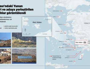 Keçi Adası’ndaki Yunan askerleri ve adaya yerleştirilen ağır silahlar görüntülendi