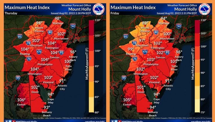 NJ’de yılın en sıcak günü geliyor, termometreler 40 dereceye (104F) dayanacak  