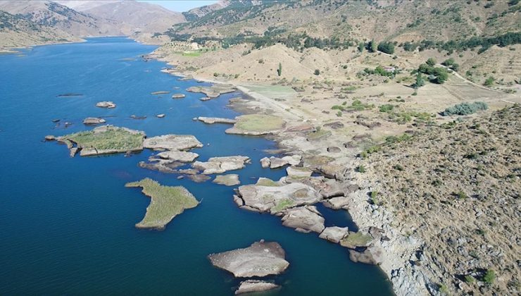 Çat Barajı’ndaki ‘yüzen adalar’ karaya oturdu