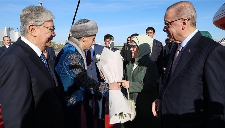 Cumhurbaşkanı Erdoğan, Kazakistan’da resmi törenle karşılandı