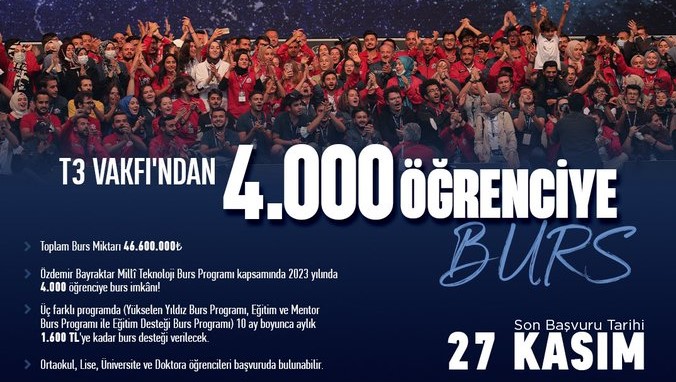 Özdemir Bayraktar Milli Teknoloji Burs Programı başvurusu için son 3 gün