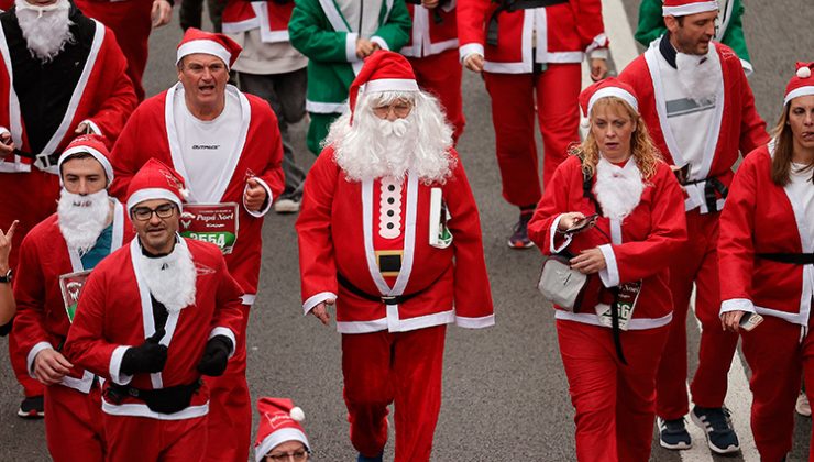 Madrid’de 6 binden fazla kişi Noel Baba kostümüyle koştu