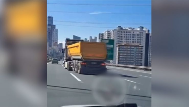 Ümraniye’de trafikte makas atan kamyon şoförüne ceza kesildi