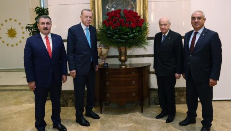 Cumhur İttifakı liderlerinden Cumhurbaşkanı Erdoğan’a ‘geçmiş olsun’ ziyareti