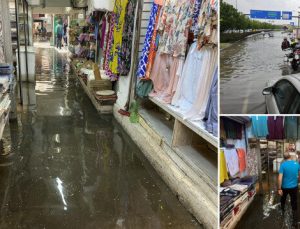 İzmir’de sağanak etkili oldu: Kemeraltı Çarşısı’nda iş yerleri su altında