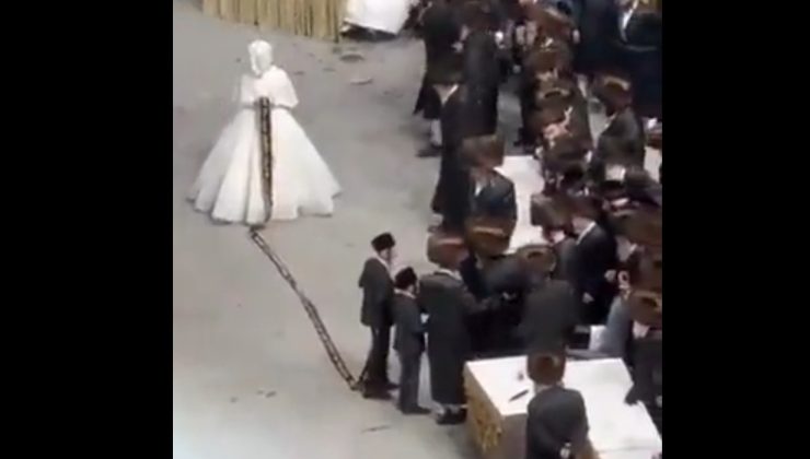 Yahudi baş hahamının oğlunun düğününden ilginç görüntüler