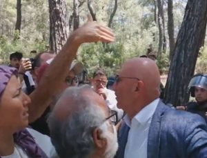 CHP’li Mahmut Tanal Akbelen’de eylemcilerle tartıştı