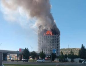 Gaziantep’te kullanılmayan 17 katlı otelde yangın çıktı