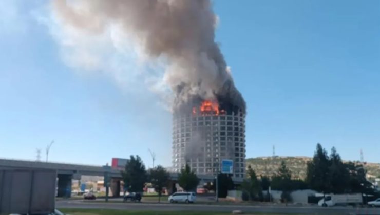 Gaziantep’te kullanılmayan 17 katlı otelde yangın çıktı