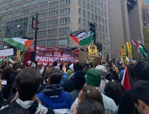 Times Meydanı’nda Filistin’e destek gösterisi