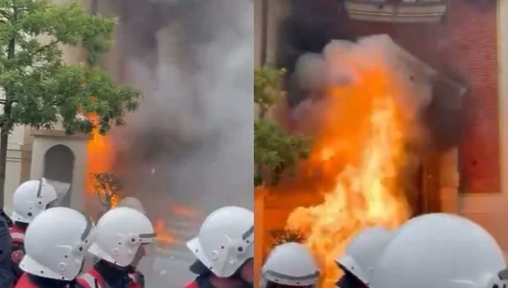Tiran’ da belediye binası ateşe verildi