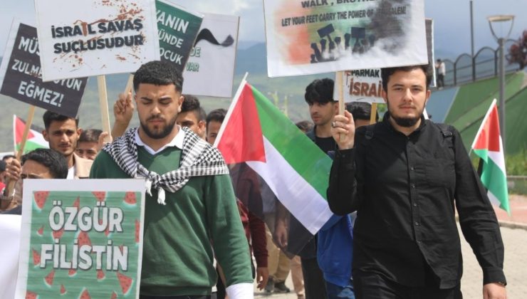 Iğdır’da üniversite öğrencilerinden Filistin’e destek yürüyüşü