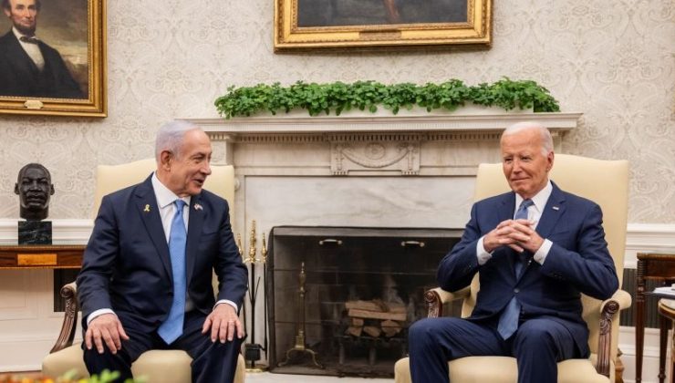 Biden ve Netanyahu bir araya geldi, Beyaz Saray’ın önü karıştı