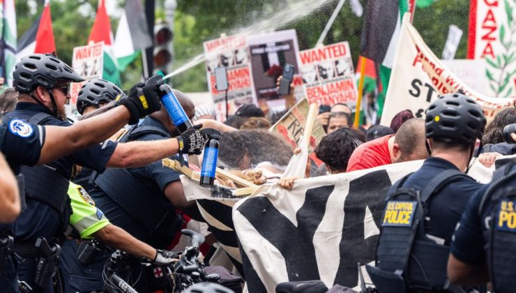 Washington polisinden Netanyahu karşıtlarına çok sert müdahale