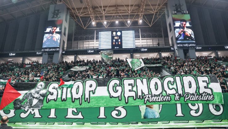 Panathinaikos taraftarlarından Filistin’e destek: ‘Soykırımı durdurun’