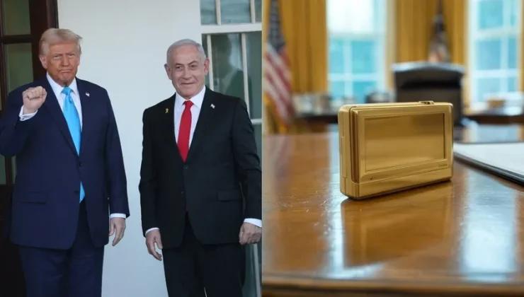 Netanyahu’dan Trump’a ‘katliam’ hatırası: Altın kaplamalı çağrı cihazı hediye etti